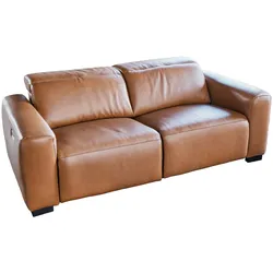 KAWOLA Sofa FINN 3-Sitzer mit Relaxfunktion Leder cognac