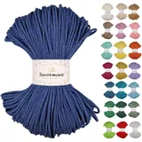 Sznurkomania, Geflochtene Baumwollkordel 3mm 100m, 46 Farben, Häkelkordel, Makramee Kordel, Makramee Garn, Premium Garn, Makramee Seil, (Jeans)