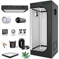 VivoVerdent Growbox Grow Zelt für Pflanzen with 100w LED Full Spectrum Grow Lamp Dimmable, 90 x 90 x 180 cm,with Fan, Exhaust Air Activated Carbon Filter Grow Tent Complete Set