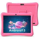 Kinder Tablet 10 Zoll HD Display Android 13 3GB RAM 32GB ROM Quad Core, WiFi, 6000 mAh Akku, Kindersicherung, Augenschutz Kindertablet (Rosa) - Rosa