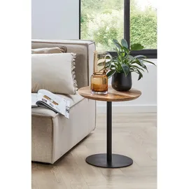 Haku-Möbel Beistelltisch, Schwarz, Akazie, Holz, Metall, Akazie, massiv, rund, Säule, rund, 40x45x40 cm, Wohnzimmer, Wohnzimmertische, Beistelltische, Beistelltische Metall