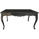 Casa Padrino Barock Esstisch Schwarz mit Glasplatte 200 x 100 cm - Esszimmer Tisch - Limited Edition