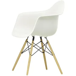 Vitra - Eames Plastic Armchair DAW, Esche honigfarben / weiß (Kunststoffgleiter weiß)
