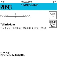 Industrial Quality Supplies DIN 2093 Tellerfeder Stahl 1.4310/1.4568 16x8,2x0,9mm
