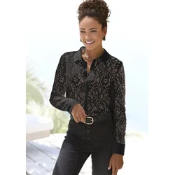 LASCANA Spitzenbluse, mit Hemdblusenkragen, Spitzenbluse, transparente Bluse, festlich LASCANA schwarz 40