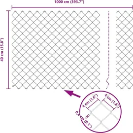vidaXL Rechteckzaun 0.4x10 m Stahl
