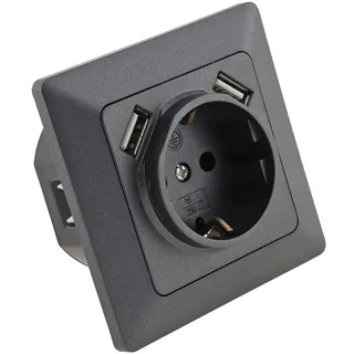 ChiliTec MILOS USB Steckdose 250V/16A, Anthrazit