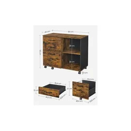 VASAGLE Rollcontainer 80,0 x 40,0 x 66,0 cm braun, schwarz