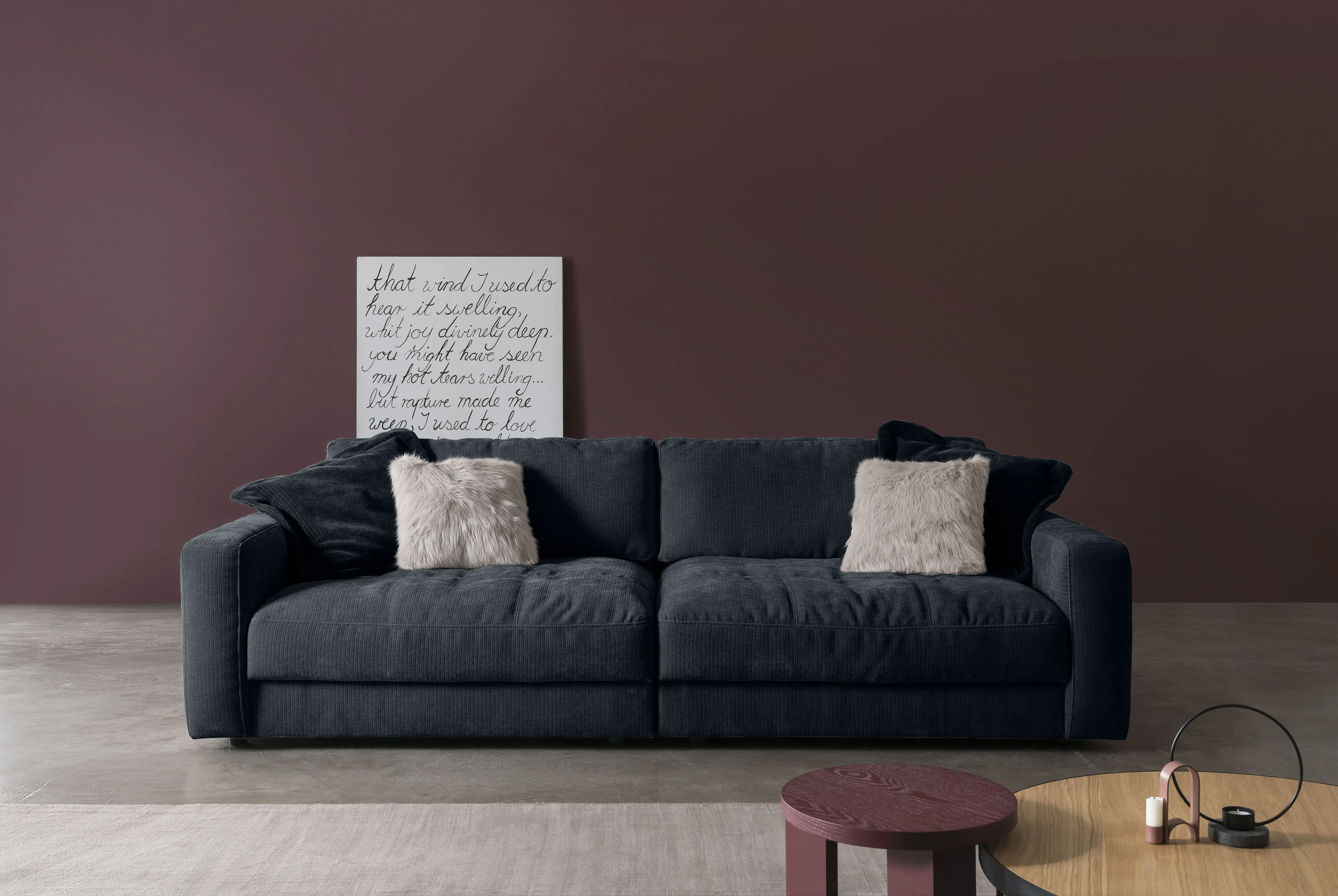 Big-Sofa BETYPE "Be Comfy", blau (moonlight ocean), B:264cm H:84cm T:111cm, 100% Polyester, Sofas, legerer Sitzkomfort, wahlweise mit manueller Sitztiefenverstellung