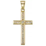 trendor Kreuzanhänger Kreuz Gold 333/8K mit Zirkonia 21 mm goldfarben