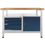 Proregal Werkbank Rhino mit Ablagefläche + 3 Schubladen + 1 Tür | HxBxT 84x120x60cm | Traglast 300kg | Lichtgrau/Anthrazitgrau