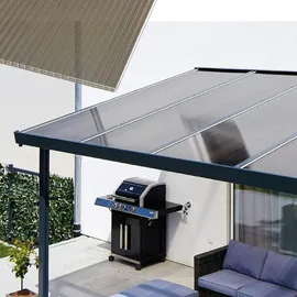 Gutta Terrassendach Premium 410 x 306 cm anthrazit / Polycarbonat bronce