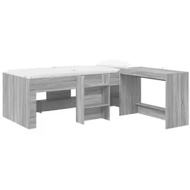 vidaXL Hochbett mit Schreibtisch für Kinder 2 Stk. 0 x 0 cm Holz grau