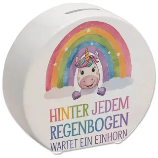 speecheese Spardose Lächelndes Einhorn Spardose Hinter jedem Regenbogen