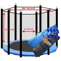 walexo Gartentrampolin Trampolin Randabdeckung mit Sicherheitsnetz für 8 Stangen, Ø 305 cm 305 cm