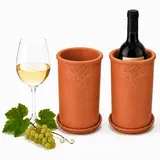 Mambocat 2x Weinkühler mit Untersetzer Terrakotta Ø11,5cm H18,8cm Flaschenkühler Sekt