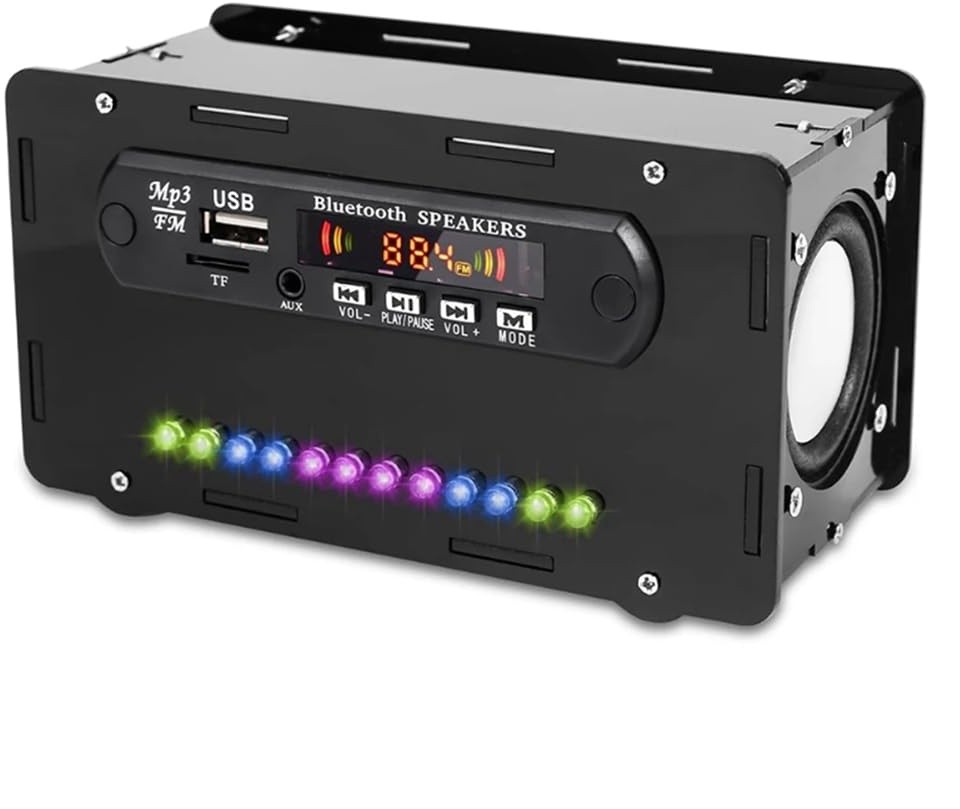 ZUHEGELA DIY-Bluetooth-Lautsprecher-Kit, LED-UKW-Radio, USB-Mini-Heim-Sound-Verstärker mit Digitalanzeige, Lötprojekt (Schwarz), Einfach zu Bedienen