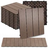 BlingBin Klickfliesen Terrassenfliesen 11 Stück 0,99 Balkonfliesen mit Klicksystem, 11 Stück, 11 St., 30B x 30T x 2H cm, Klickfliesen mit Drainagefunktion Bodenbelag Fliese für Terrasse braun