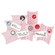 Frau Wundervoll DIY Adventskalender Christkind zum Befüllen rosa Sterne und Streifen