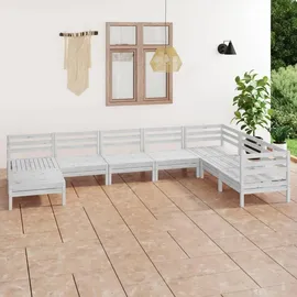 vidaXL Garten-Lounge-Set 8-tlg. Massivholz Kiefer weiß