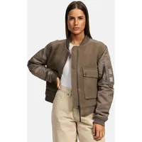 Navahoo Damen, Bomberjacke leichte Übergangsjacke mit Ärmelraffung Willstehaben 14 Stone Brown Gr. M - M