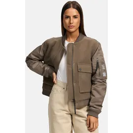 Navahoo Damen, Bomberjacke leichte Übergangsjacke mit Ärmelraffung Willstehaben 14 Stone Brown Gr. M - M