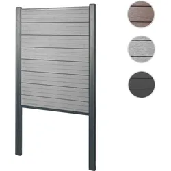 WPC-Sichtschutz Sarthe, Zaun Windschutz, Alu-Pfosten zum Einbetonieren ~ Basiselement schmal, 100cm grau
