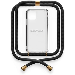 NECKLACY Handykette Handyhülle zum umhängen - für iPhone X/XS - Case / Handyhülle mit Band zum umhängen - Trageband Hals mit Kordel - Smartphone Necklace, Elegant Black