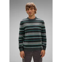 Strickpullover STREET ONE MEN, Herren, Gr. XXL (46), schwarz, Web, 100% Baumwolle, gestreift, klassisch, gerade hüftlang, Rundhals, Langarm Bündchen, Pullover, mit Rippstrickdetails
