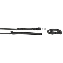 KERBL GoLeyGo Set, Halsbänder+ Leinen mit Adapter 15mm x 29-45cm, 1cm x 1,4-2m, schwarz, S, max.15kg