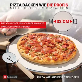 Heidenfeld elektrischer Pizzaofen Napoli, 1200 Watt, 400°, Sichtfenster, Pizzastein (Schwarz)