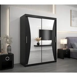 abiks möbel Schwebetürenschrank MONACO 150 x 200 x 62 cm Schwarz