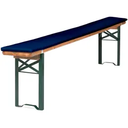 TexDeko Bierbankauflage gepolstert 220x25x2cm  3TLG Set Blickdicht mit Tischdecke 250x100cm (universal), Blau