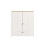 Home Affaire Kleiderschrank »Valencia Schlafzimmerschrank Garderobe Landhaus Design«, Bestseller Schrank inkl. 8 Einlegeböden, 2 Schubladen, Kleiderstange, weiß