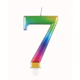 Unique Metallische Geburtstagskerze - Zahl 7 - Regenbogen