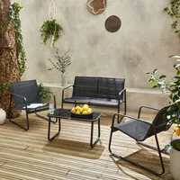 Sweeek Gartenmöbel-Set aus Metall und Textilene für 4 Personen,
