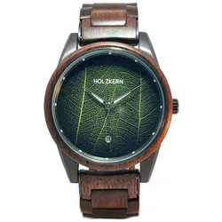 Holzkern Herren-Armbanduhr Edisto Walnuss/Blatt