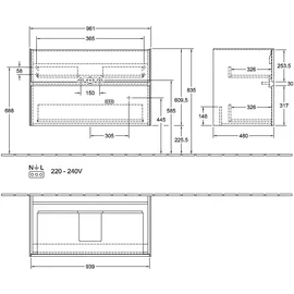 Villeroy & Boch Waschtischunterschrank 96,1 x 61 x 48 cm Graphit