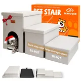 Hundetreppe mit Stauraum, 44,5 cm hoch, Hundetreppe für hohe Betten, faltbare Haustiertreppe, Geschenk für kleine, mittelgroße und große Hunde, Welpen für Bett, Couch, Hunderampe für Auto, hält bis zu