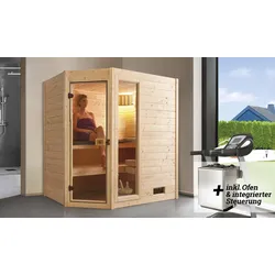 Sauna WEKA "Valida", beige (natur), Saunaofen, integrierte Steuerung, 5,4 kW, Saunen, 5,4 kW-Ofen mit integrierter Steuerung