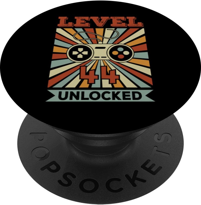 Level 44 Freigeschalteter Videospieler 44 Jahre Geburtstag PopSockets mit austauschbarem PopGrip