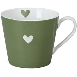 Krasilnikoff Happy Cup Tasse Colorful Heart, olive green