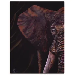 Leinwandbild ARTLAND "Elefant", lila (farbe bild(er): lila), B:60cm H:80cm, Canvas, Leinwand, Bilder, auf Keilrahmen gespannt