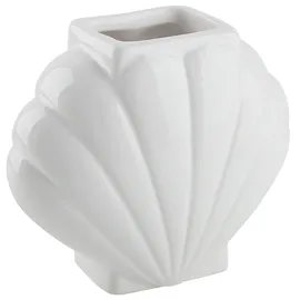 Beliani Badaccessoires Set 3-teilig Shell Keramik Weiß