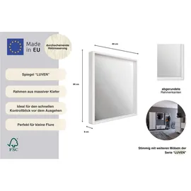 Home Affaire Spiegel "Livana", weiß, B:80cm H:80cm T:8cm, Massivholz, Spiegel, FSC zertifiziertes Massivholz