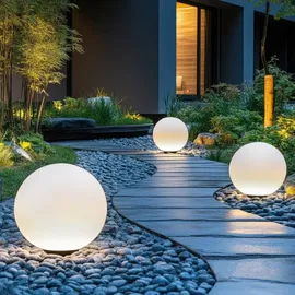 Kobi Kugelleuchte Kunststoff Ø 40 cm Solarzelle 3000K IP54 weiß