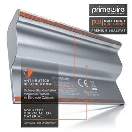 Primewire - USB HUB 3.2 Gen1, USB Adapter, USB Verteiler, 5-Port, kompatibel mit Windows Desktop-PCs, Notebooks, Laptops, MacBooks (bis 2015), Mac