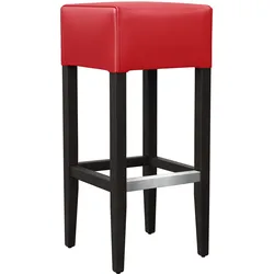 2er-Set FRANCESCO | Gastro Barhocker | Leder | Holz | Rot | ohne Lehne