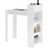 Woltu Bartisch mit 2 offenen Fächern 3 Ablagen, 110x48x120 cm, Weiß - Weiß