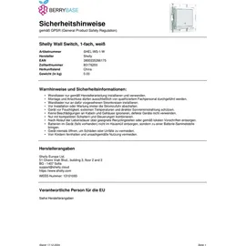 Shelly Wall Switch 1 Wandtaster weiß